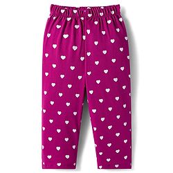 Babyhug Cotton Knit Full Sleeves Night Suit With Text & Heart Print - Purple