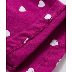 Babyhug Cotton Knit Full Sleeves Night Suit With Text & Heart Print - Purple