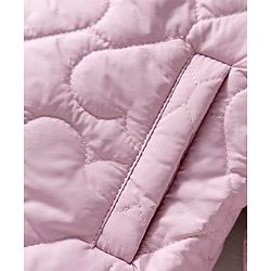 Babyhug Woven Full Sleeves Soft Fur Hooded Heart Quilted Jacket - Pink