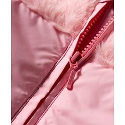Babyhug Woven Full Sleeves Hooded Padded Jacket With Star Patch & Fur Detailing - Pink