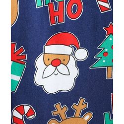 Babyhug Cotton Knit Full Sleeve Co-Ord Night Suit with Christmas Print - Navy Blue