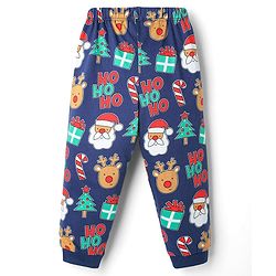 Babyhug Cotton Knit Full Sleeve Co-Ord Night Suit with Christmas Print - Navy Blue