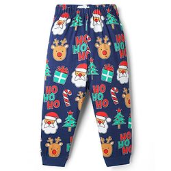 Babyhug Cotton Knit Full Sleeve Co-Ord Night Suit with Christmas Print - Navy Blue