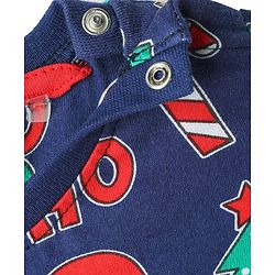 Babyhug Cotton Knit Full Sleeve Co-Ord Night Suit with Christmas Print - Navy Blue