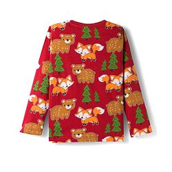 Babyhug Cotton Knit Full Sleeves Co-ords Night Suit With Animal Print - Brown