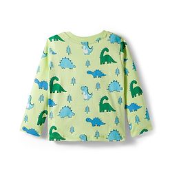 Babyhug Cotton Knit Full Sleeves Co-ords Night Suit With Dino Print - Green