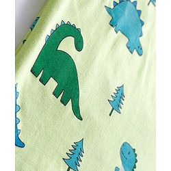 Babyhug Cotton Knit Full Sleeves Co-ords Night Suit With Dino Print - Green