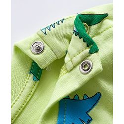 Babyhug Cotton Knit Full Sleeves Co-ords Night Suit With Dino Print - Green