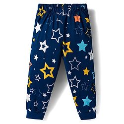 Babyhug Cotton Knit Full Sleeves Co-ords Night Suit With Star Print - Blue