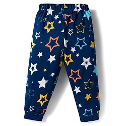 Babyhug Cotton Knit Full Sleeves Co-ords Night Suit With Star Print - Blue