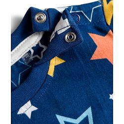 Babyhug Cotton Knit Full Sleeves Co-ords Night Suit With Star Print - Blue