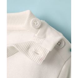 Babyhug Sweater Knit Winter Wear Striped Dungaree Styled Romper & Full Sleeves Inner Tee - Multicolor