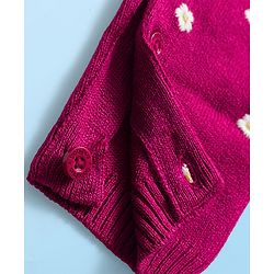 Babyhug Sweater Knit Winter Wear Dungaree Style Romper & Full Sleeves Inner Tee with Floral Embroidery - Maroon