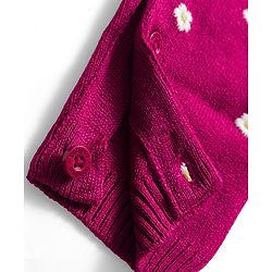 Babyhug Sweater Knit Winter Wear Dungaree Style Romper & Full Sleeves Inner Tee with Floral Embroidery - Maroon