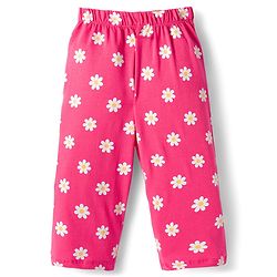 Babyhug Cotton Knit Full Sleeves Night Suit With Floral & Text Print - Pink