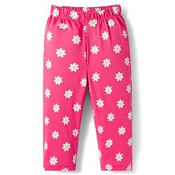 Babyhug Cotton Knit Full Sleeves Night Suit With Floral & Text Print - Pink
