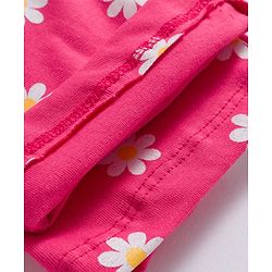 Babyhug Cotton Knit Full Sleeves Night Suit With Floral & Text Print - Pink
