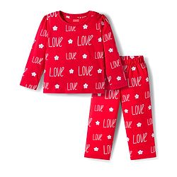 Babyhug Cotton Knit Full Sleeves Co-ords Night Suit With Text Print - Red