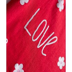 Babyhug Cotton Knit Full Sleeves Co-ords Night Suit With Text Print - Red