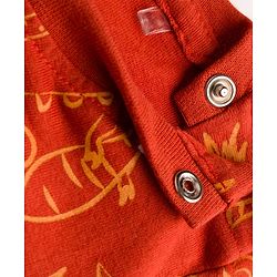 Babyhug Cotton Knit Full Sleeves Co-ords Night Suit with Dino Print - Red