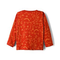 Babyhug Cotton Knit Full Sleeves Co-ords Night Suit with Dino Print - Red