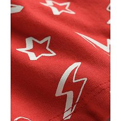 Babyhug Cotton Knit Full Sleeve Co-Ord Night Suit with Thunderbolt Print - Red