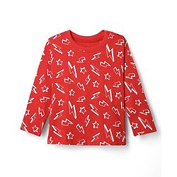 Babyhug Cotton Knit Full Sleeve Co-Ord Night Suit with Thunderbolt Print - Red