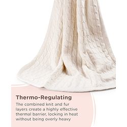Babyhug Premium Cotton Knitted & Fur All Seasons Blanket - Off White