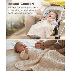 Babyhug Premium Cotton Knitted & Fur All Seasons Blanket - Off White