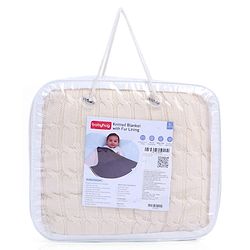 Babyhug Premium Cotton Knitted & Fur All Seasons Blanket - Off White