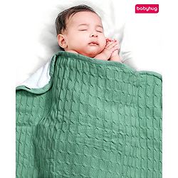 Babyhug Premium Cotton Knitted & Fur All Seasons Blanket - Off White