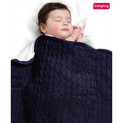 Babyhug Premium Cotton Knitted & Fur All Seasons Blanket - Off White