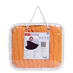 Babyhug Premium Cotton Knitted & Fur All Seasons Blanket - Off White