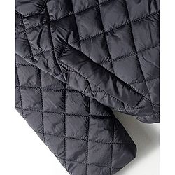 Babyhug Woven Full Sleeves Solid Hooded Quilted Jacket - Black