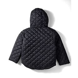 Babyhug Woven Full Sleeves Solid Hooded Quilted Jacket - Black