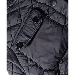 Babyhug Woven Full Sleeves Solid Hooded Quilted Jacket - Black