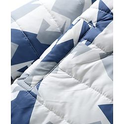 Babyhug Woven Full Sleeves Hooded Padded Jacket  With Abstract Print - Blue & White
