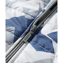 Babyhug Woven Full Sleeves Hooded Padded Jacket  With Abstract Print - Blue & White