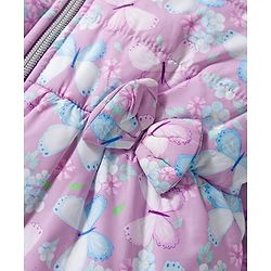 Babyhug Woven Full Sleeves Hooded Padded Jacket With Floral & Butterfly Print - Purple