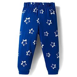 Babyhug Cotton Knit Full Sleeves Co-ords Night Suit With Star Print - Blue