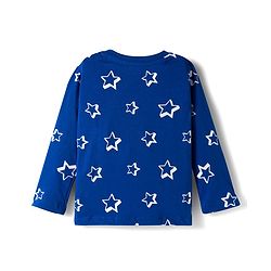 Babyhug Cotton Knit Full Sleeves Co-ords Night Suit With Star Print - Blue