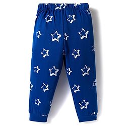 Babyhug Cotton Knit Full Sleeves Co-ords Night Suit With Star Print - Blue