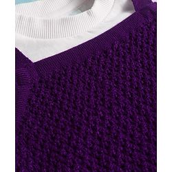 Babyhug Knitted Solid Woollen Dress & Full Sleeves Inner Tee - Purple & White