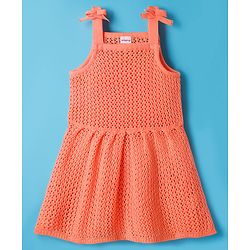 Babyhug Knitted Solid Woollen Dress & Full Sleeves Inner Tee - Purple & White