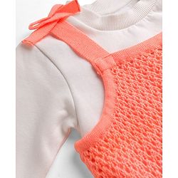 Babyhug Knitted Solid Woollen Dress & Full Sleeves Inner Tee - Purple & White