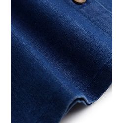 Babyhug  Denim Woven Full Sleeves Washed Peter Pan Collar Top with Embroidery - Navy Blue