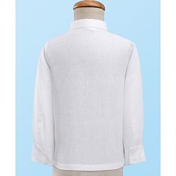 Babyhug Premium Linen Woven Full Sleeves Solid Party Suit With Bow - Beige
