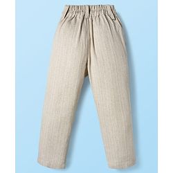 Babyhug Premium Linen Woven Full Sleeves Solid Party Suit With Bow - Beige