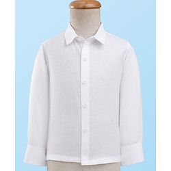 Babyhug Premium Linen Woven Full Sleeves Solid Party Suit With Bow - Beige