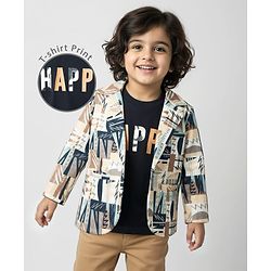 Babyhug Knit Full Sleeves Blazer with Inner Tee & Abstract Print - Multicolor
